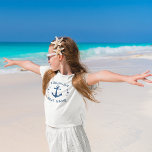 Your Name & Boat Vintage Anchor Stars Blue & White T-Shirt<br><div class="desc">Stylish girls T-Shirt with your personal name and boat name or other desired text,  a custom vintage anchor and stars in classic navy blue on white.</div>