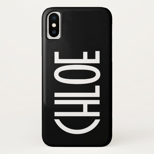 Your Name, Bold White Text | Black Case-Mate iPhone Case (Back)