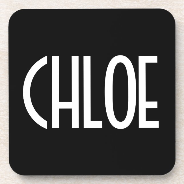 Your Name, Bold White Text | Black Coaster (Front)