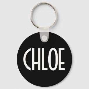 Your Name, Bold White Text   Black Key Ring