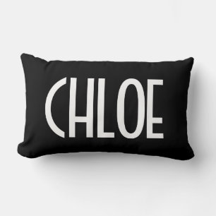 Your Name, Bold White Text   Black Lumbar Cushion