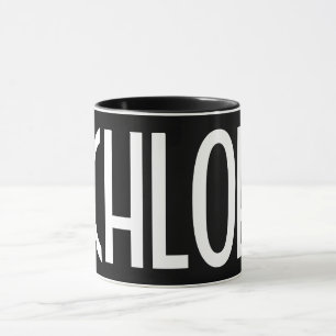 Your Name, Bold White Text   Black Mug