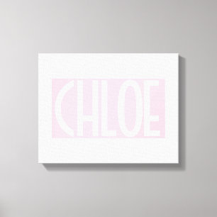 Your Name Bold White Text on Light Pink Canvas Print