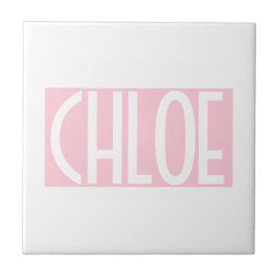 Your Name   Bold White Text on Light Pink Ceramic Tile