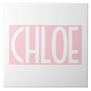 Your Name   Bold White Text on Light Pink Ceramic Tile