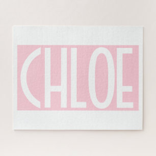 Your Name   Bold White Text on Light Pink Jigsaw Puzzle