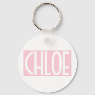 Your Name   Bold White Text on Light Pink Key Ring