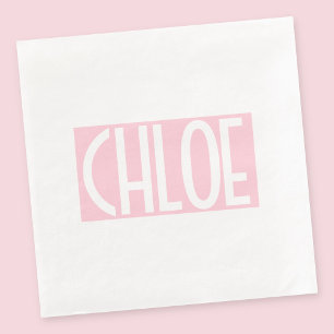 Your Name   Bold White Text on Light Pink Napkin