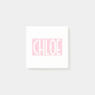 Your Name   Bold White Text on Light Pink Post-it Notes