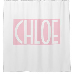 Your Name   Bold White Text on Light Pink Shower Curtain