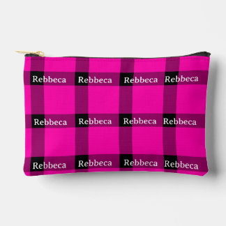 Your Name Buffalo Plaid Accessory Pouch