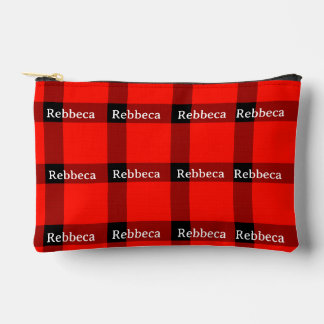Your Name Buffalo Plaid Accessory Pouch