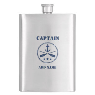 Your Name Captain Flask Anchor & Oars
