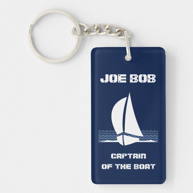 (Your Name) Captain of the Boat Key Ring (Front)