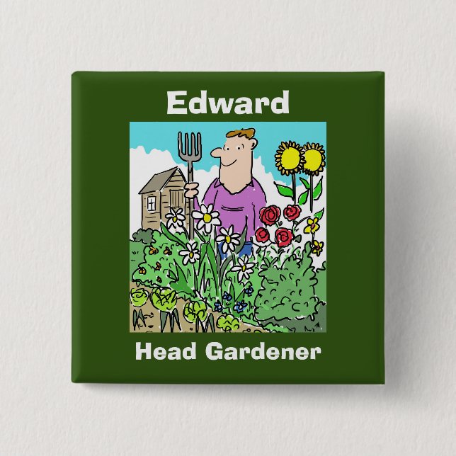 Your Name Choice. Head Gardener 15 Cm Square Badge (Front)