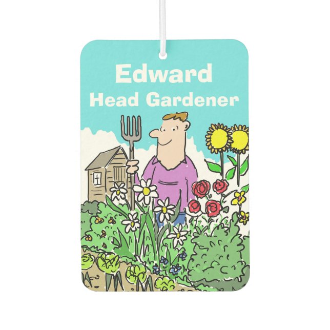 Your Name Choice. Head Gardener Car Air Freshener (Front)