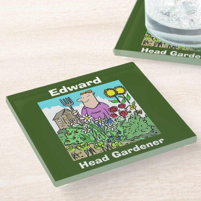 Your Name Choice. Head Gardener Glass Coaster (Creator Uploaded)