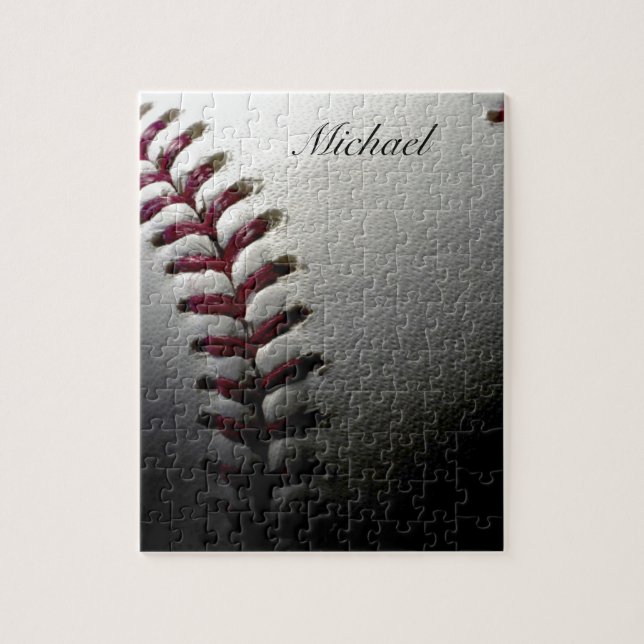 Your Name Close-up Baseball - Sports Art Jigsaw Puzzle (Vertical)