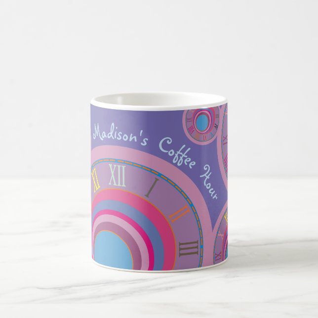 Your Name Coffee Hour Roman Numerals Colourful  Coffee Mug (Center)