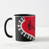 Your Name/Color Red Treble Clef Piano Keys Music Mug (Left)
