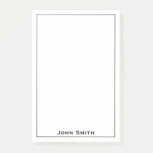 Your Name Corporate Minimalist Black/White Post-it Notes