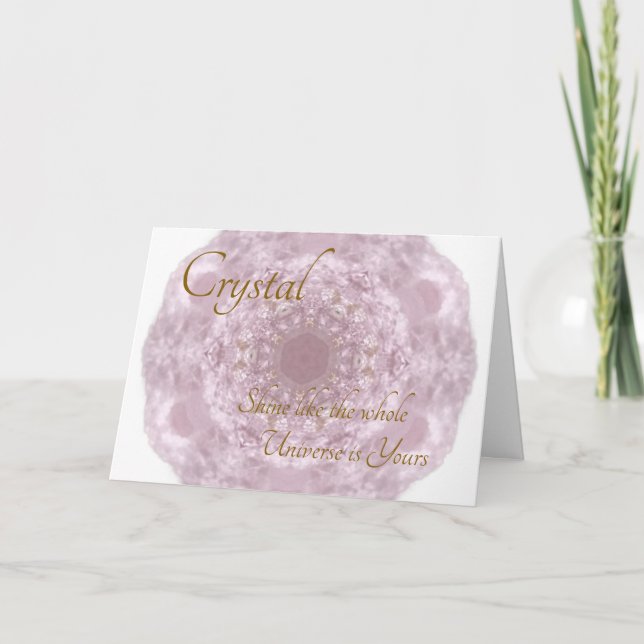 Your Name Custom Crystal Rose Quartz Card (Front)