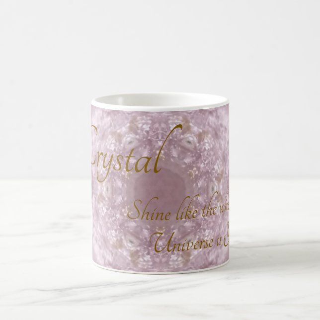 Your Name Custom Crystal Rose Quartz Coffee Mug (Center)