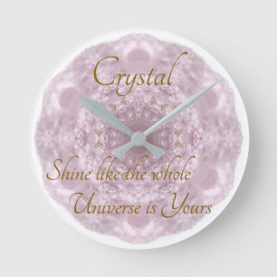 Your Name Custom Crystal Rose Quartz Round Clock