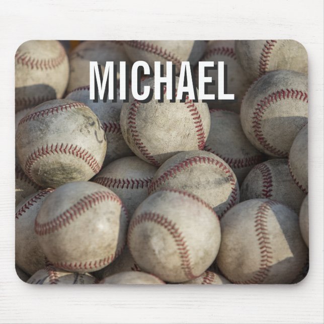 Your Name Customisable Baseball Artwork Mouse Pad (Front)