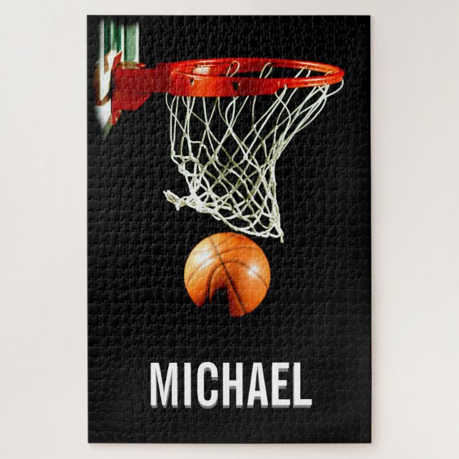 Your Name Customisable Basketball Artwork Jigsaw Puzzle (Vertical)