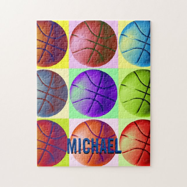 Your Name Customisable Basketball Artwork Pop Art Jigsaw Puzzle (Vertical)