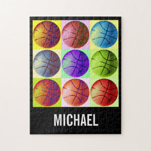 Your Name Customisable Basketball Artwork Pop Art Jigsaw Puzzle