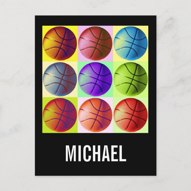 Your Name Customisable Basketball Artwork Pop Art Postcard (Front)