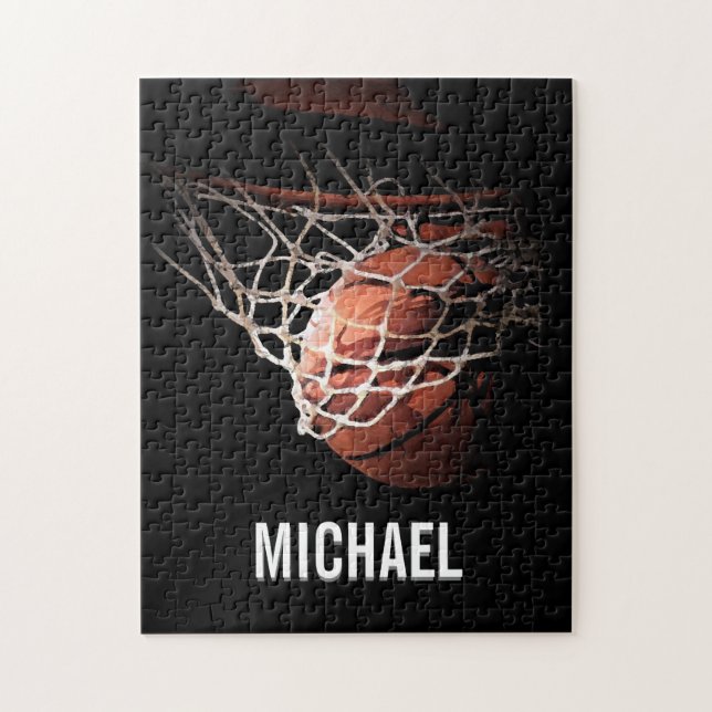 Your Name Customizable Basketball Artwork Jigsaw Puzzle (Vertical)