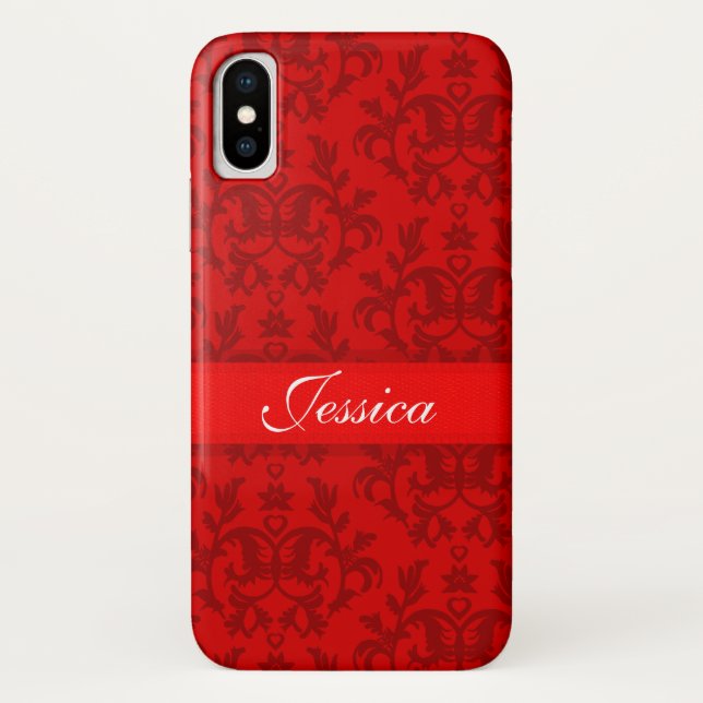 Your name damask red iphone case (Back)