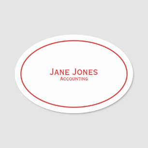 Your Name, Dept. Minimalist  Red and White Name Tag