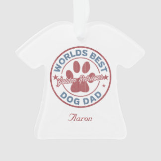 Your Name Dog Dad Golden Retriever Ugly Sweater Ornament