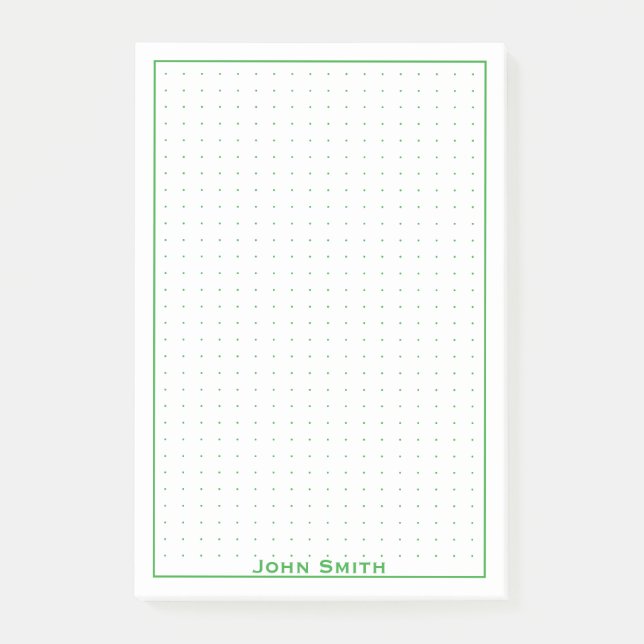 Your Name | Dotted Grid Corporate Minimal Green Post-it Notes (Front)