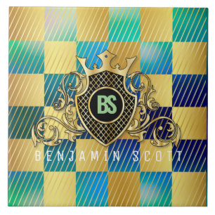 Your Name Elegant Gold Monogram Ceramic Tile