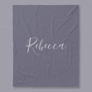 Your Name Elegant Lavender Script on Hazy Purple Fleece Blanket