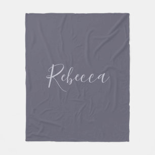 Your Name   Elegant Lavender Script on Hazy Purple Fleece Blanket
