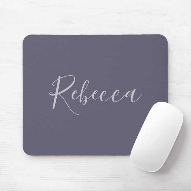 Your Name | Elegant Lavender Script on Hazy Purple Mouse Pad (With Mouse)