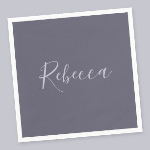 Your Name   Elegant Lavender Script on Hazy Purple Napkin