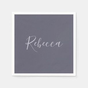 Your Name   Elegant Lavender Script on Hazy Purple Napkin