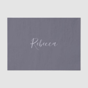 Your Name   Elegant Lavender Script on Hazy Purple Tissue Paper