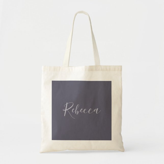 Your Name | Elegant Lavender Script on Hazy Purple Tote Bag (Front)