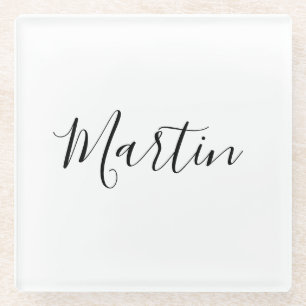 Your Name   Elegant Script Glass Coaster