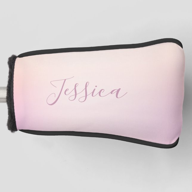 Your Name | Elegant Script Soft Ombre Golf Head Cover (Front)