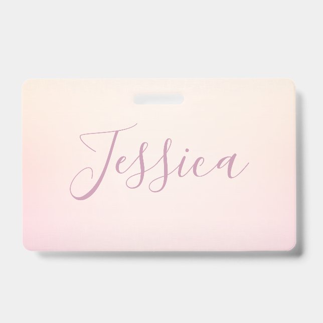 Your Name | Elegant Script Soft Ombre ID Badge (Front)