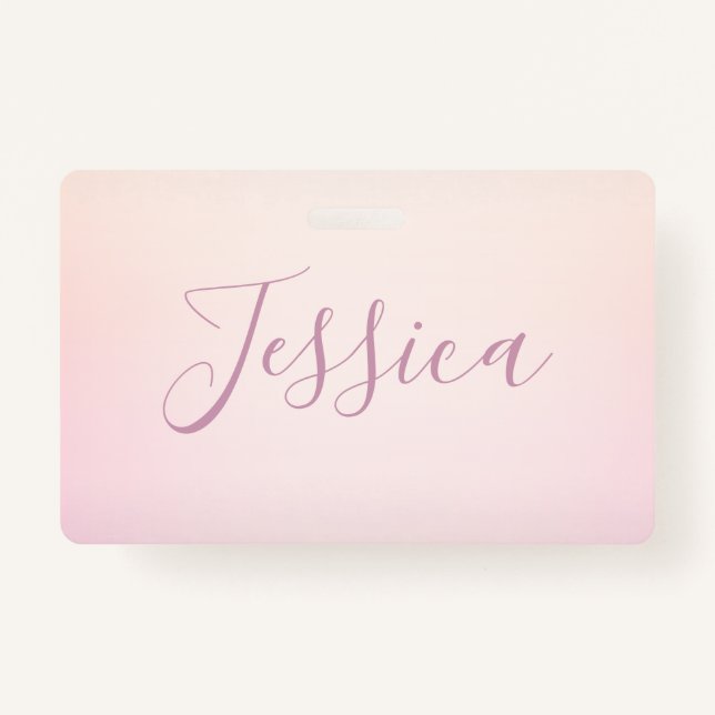 Your Name | Elegant Script Soft Ombre ID Badge (Front)